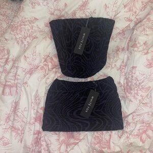 White Fox Boutique Black Mini Skirt Set